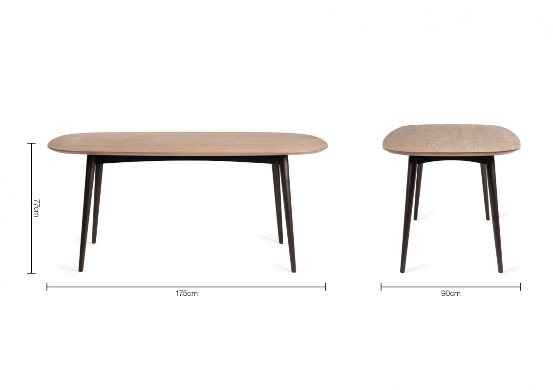 Tuxen Weathered Oak 6 Seater Dining Table & 6 Cezanne Dining Chairs in Grey Velvet Fabric Specification