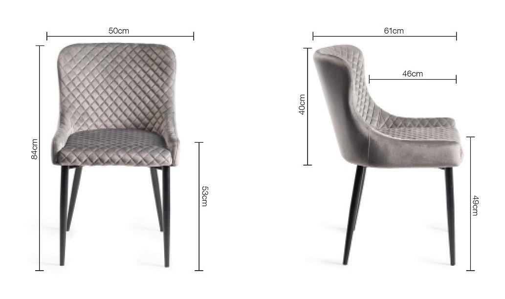 Cezanne Light Grey Velvet Fabric Dining Chair (Pair) Specification
