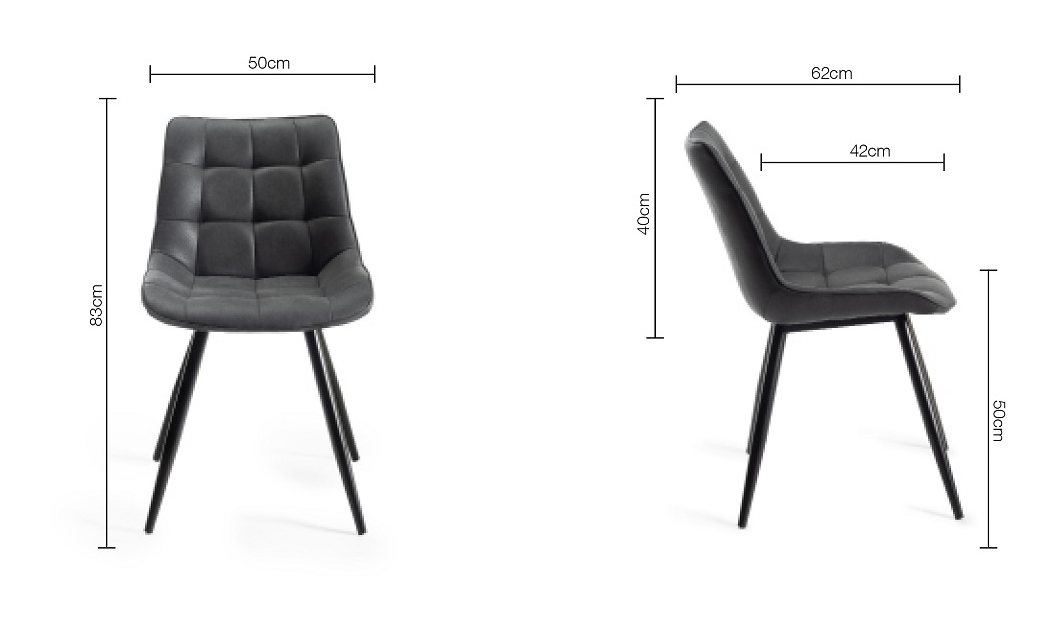 Seurat Dark Grey Faux Suede Dining Chair (Pair) Specification