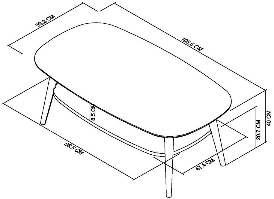 Johansen - Scandi Oak Coffee Table With Shelf Specification