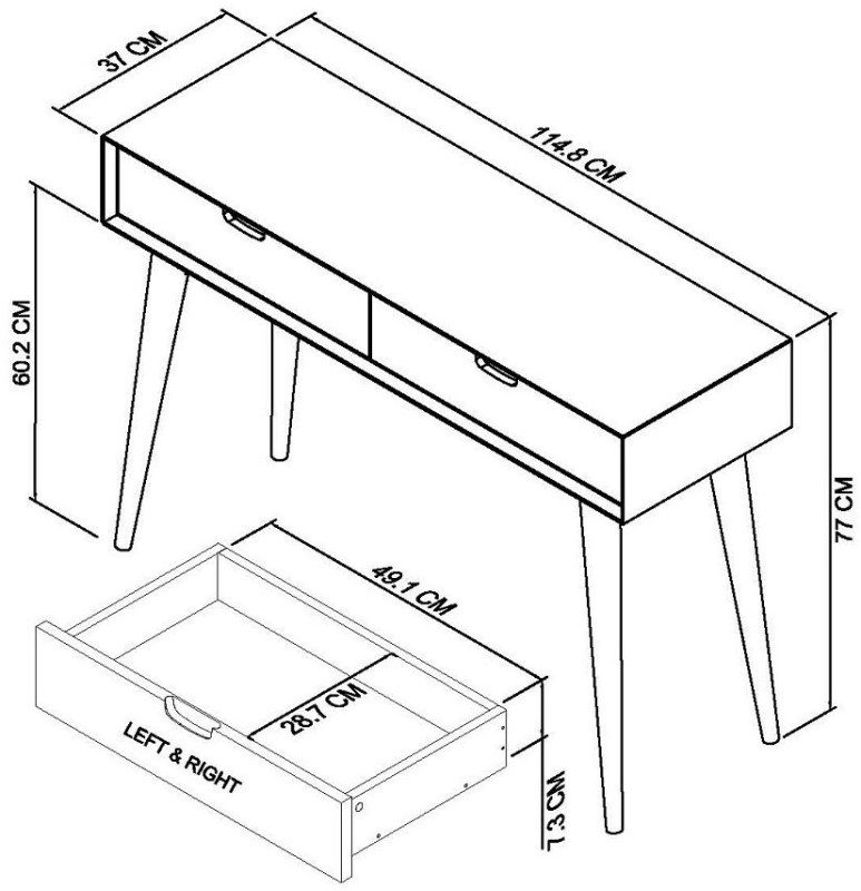 Johansen - Scandi Oak Console Table With Drawers Specification