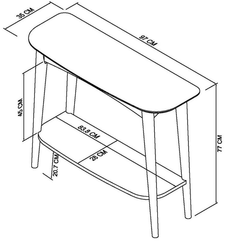 Johansen - Scandi Oak Console Table With Shelf Specification