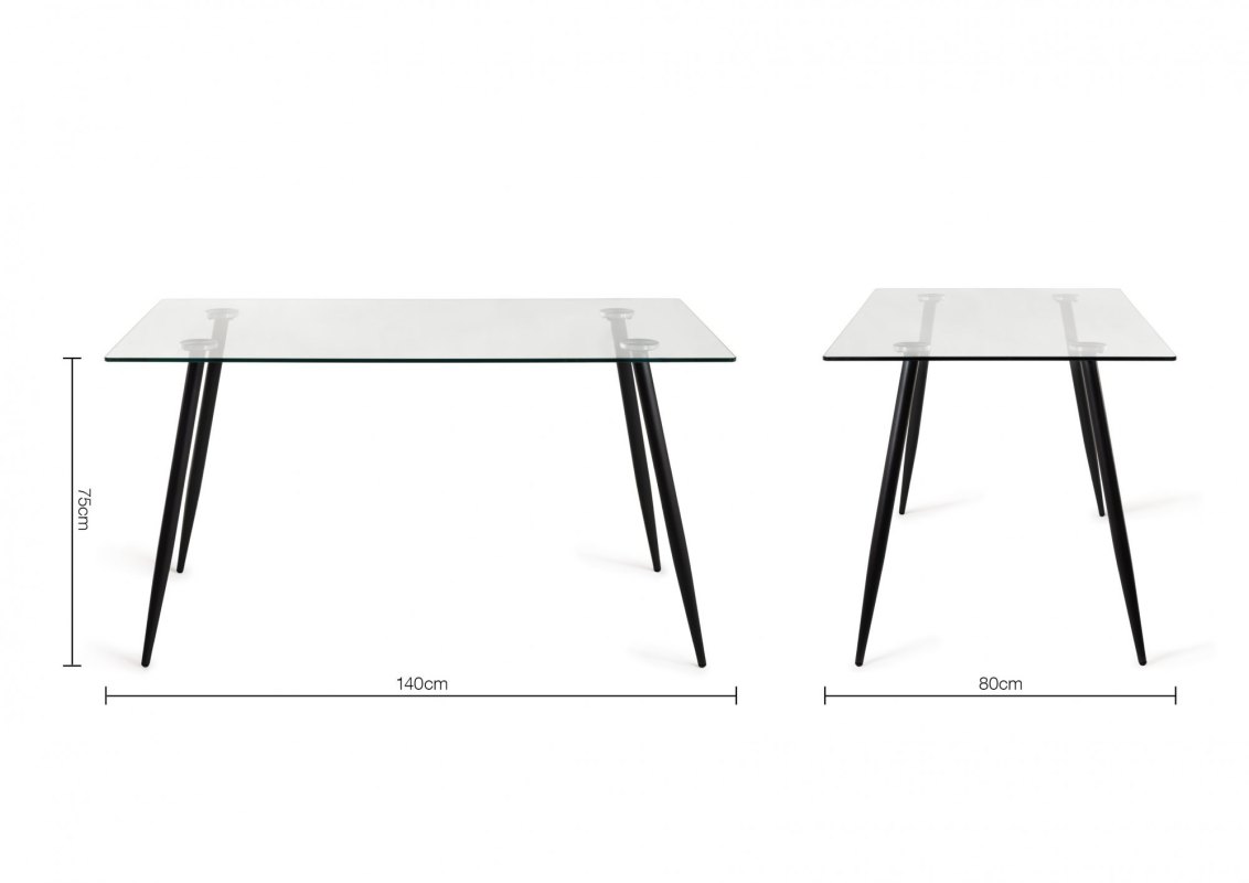 Martini - Glass 6 Seater Dining Table Specification