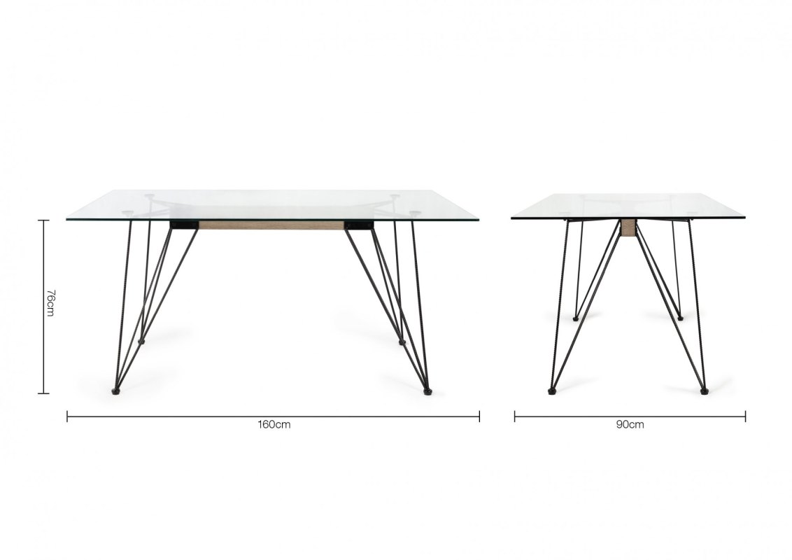 Miro Tempered Glass 6 Seater Dining Table Specification