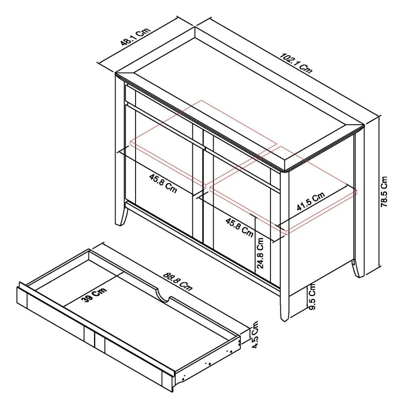 Jasper - Oak Narrow Sideboard Specification