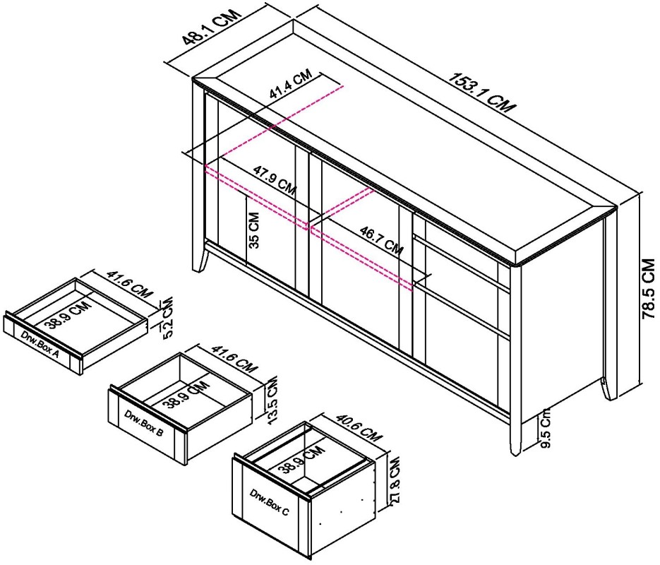 Jasper - Oak Wide Sideboard Specification