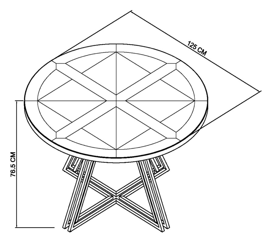 Varela - Fumed Oak 4 Seater Circular Dining Table Specification
