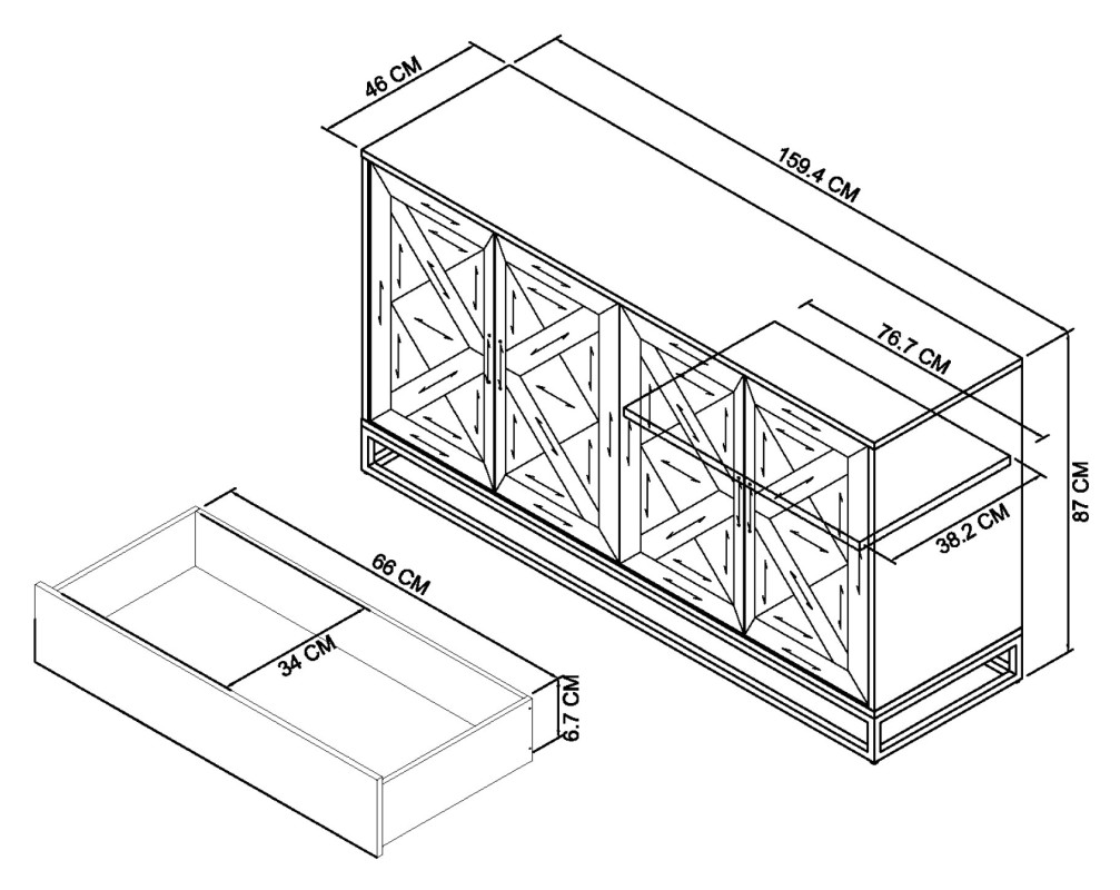 Varela - Fumed Oak Wide Sideboard Specification