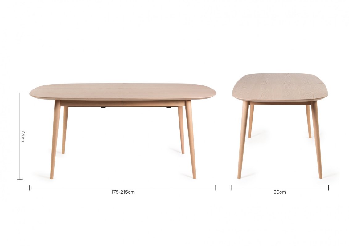 Johansen - Scandi Oak 6-8 Seater Extendable Dining Table Specification