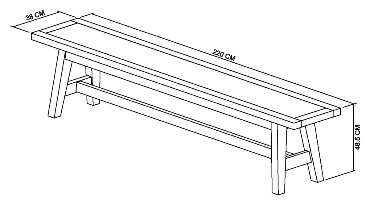 Rosen - Weathered Oak Large Dining Bench Specification