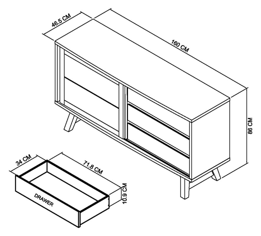 Rosen - Weathered Oak Wide Sideboard Specification