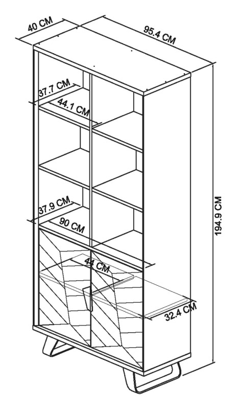 Castello - Weathered Oak Display Cabinet Specification