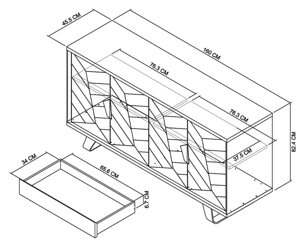 Castello - Weathered Oak Wide Sideboard Specification