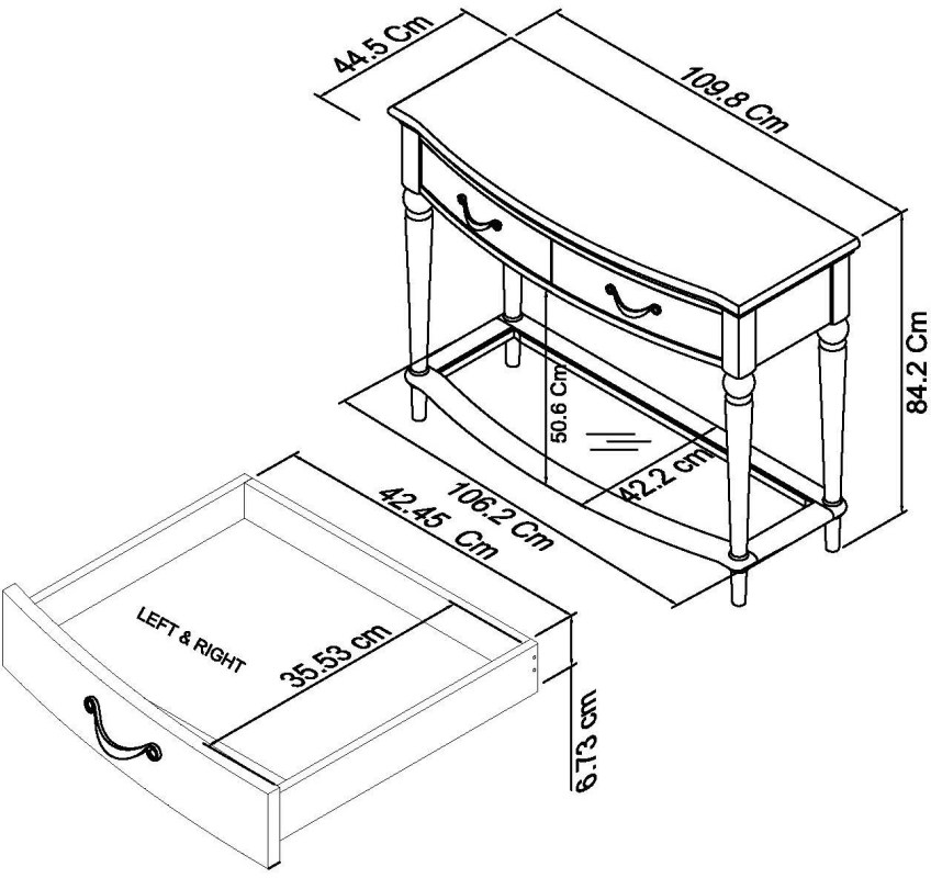 Miller - Soft Grey Console Table Specification