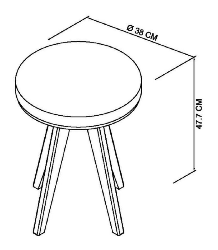 Olsen - Scandi Oak Cold Steel Vanity Stool Specification