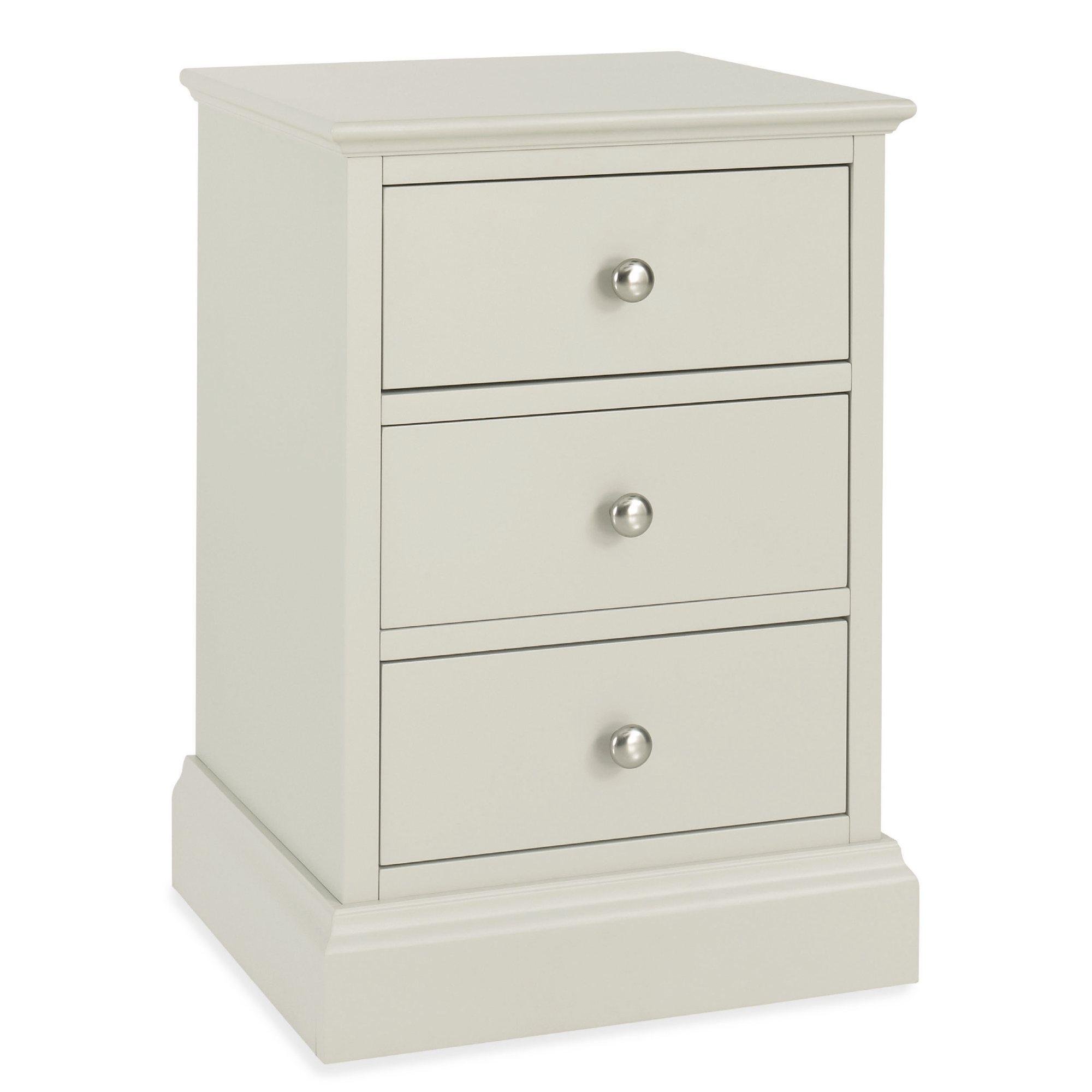 Palmer - Soft Grey 3 Drawer Bedside Table