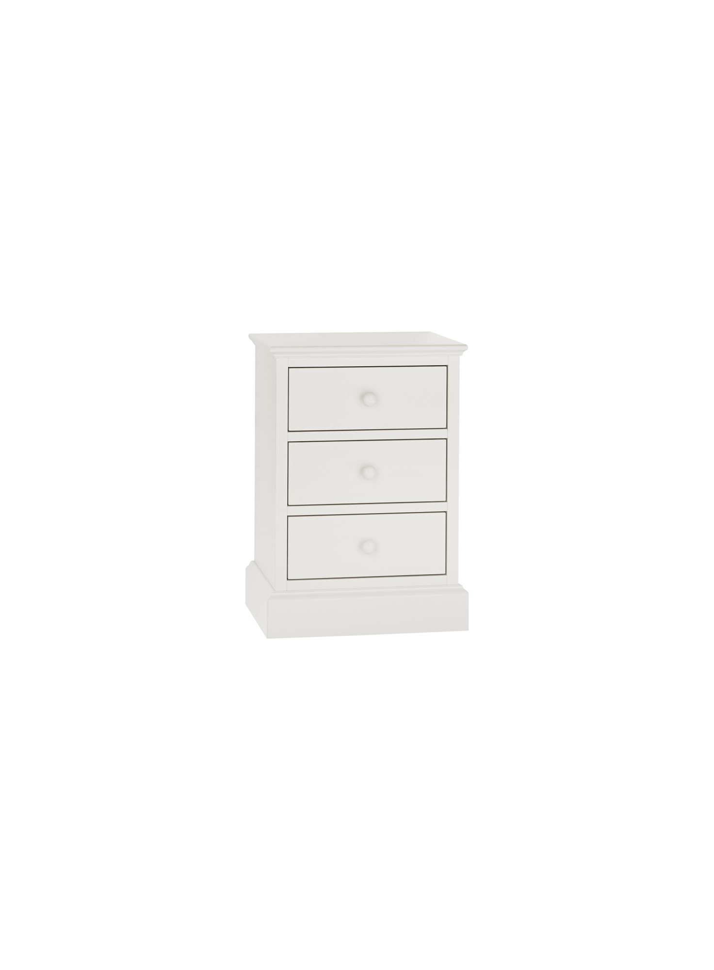 Palmer - White 3 Drawer Bedside Table