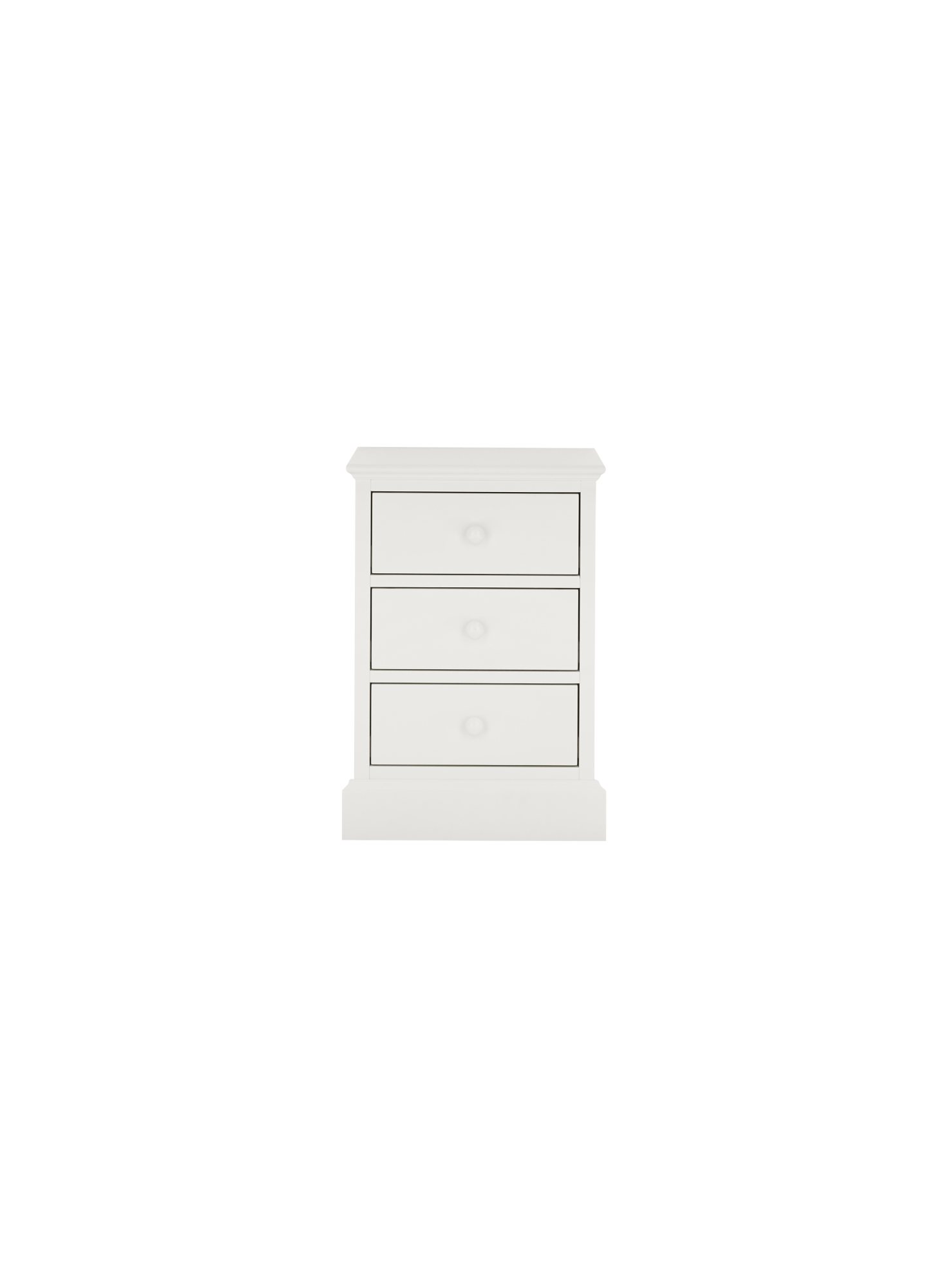Palmer - White 3 Drawer Bedside Table