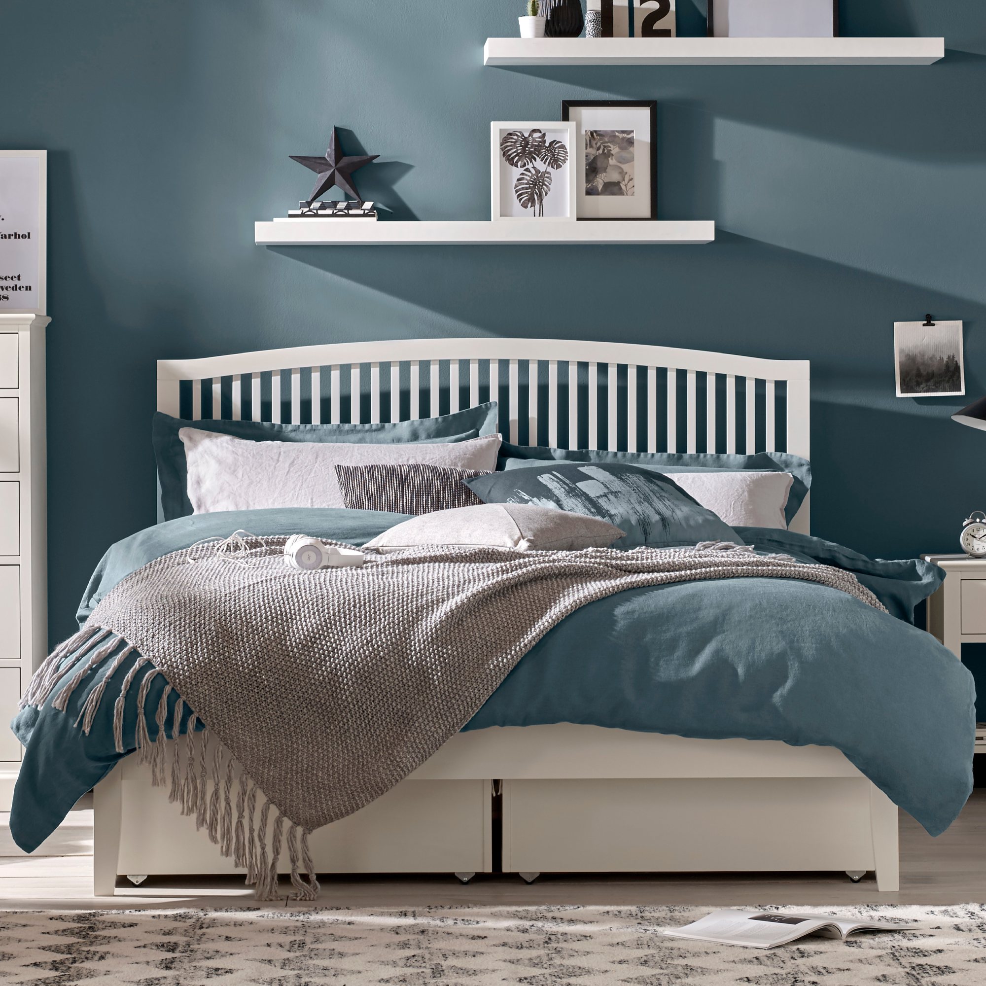 Palmer White Slatted Bedstead Double 135cm