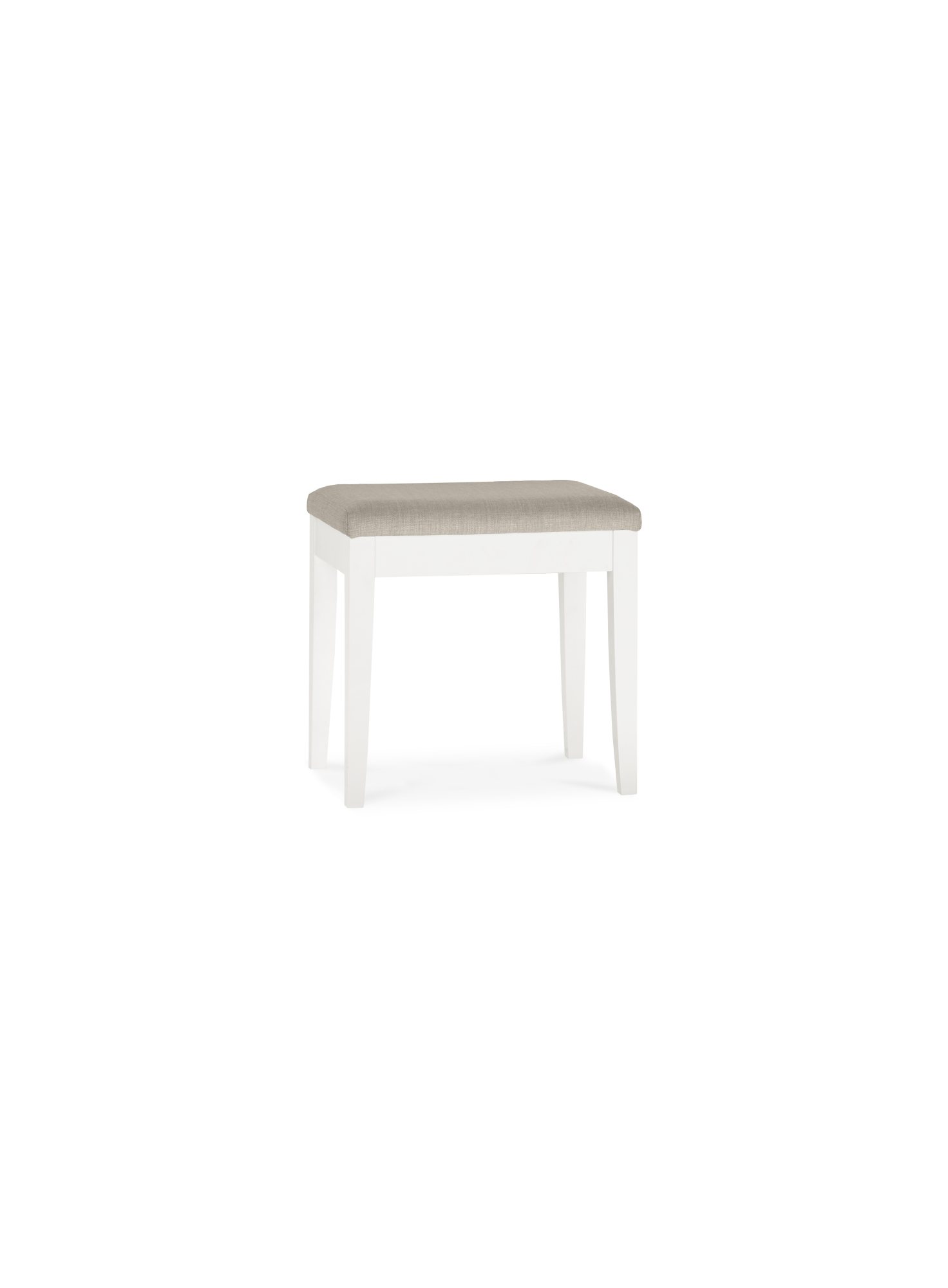 Palmer - White Vanity Stool in Grey Fabric