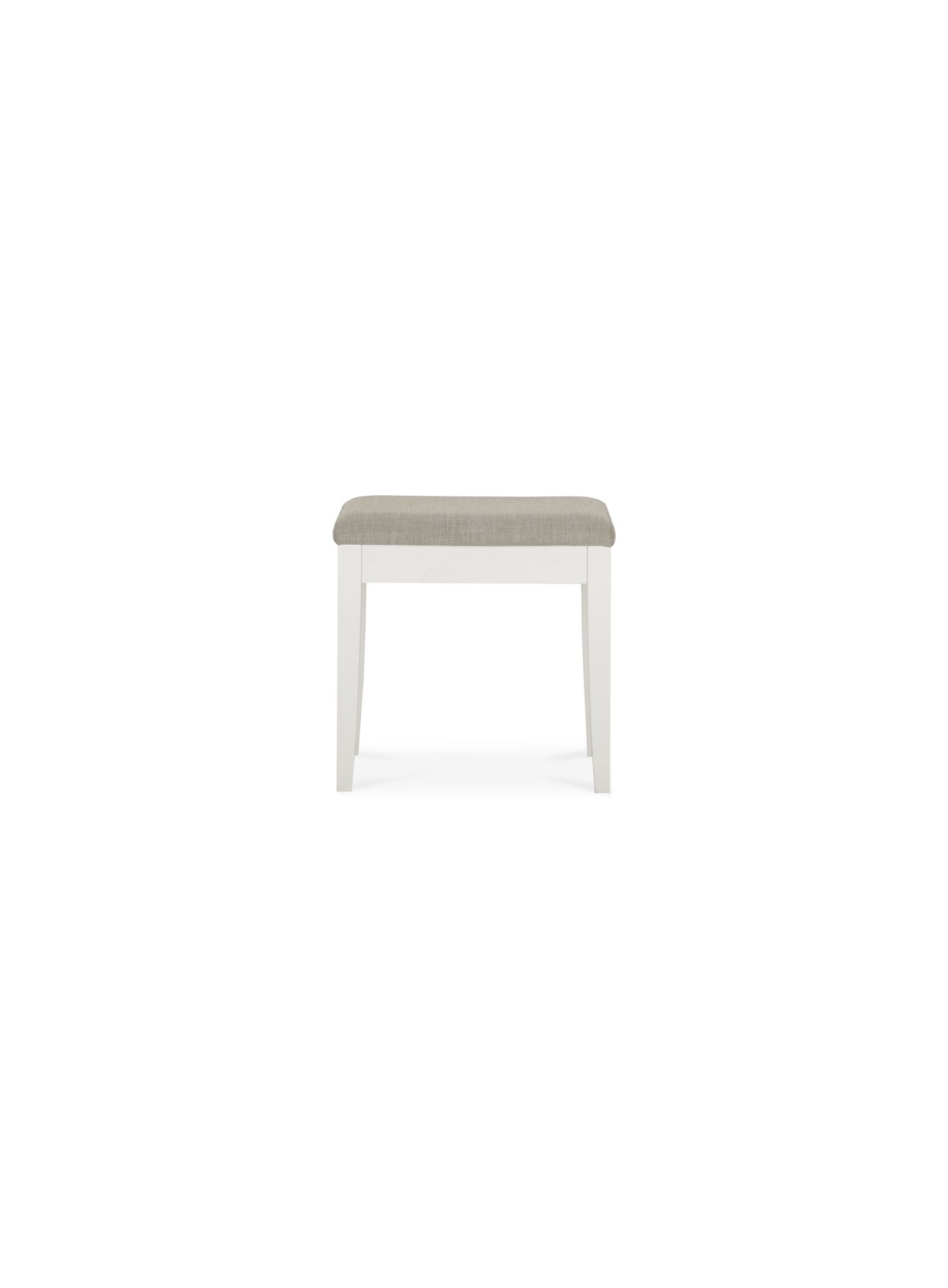 Palmer - White Vanity Stool in Grey Fabric
