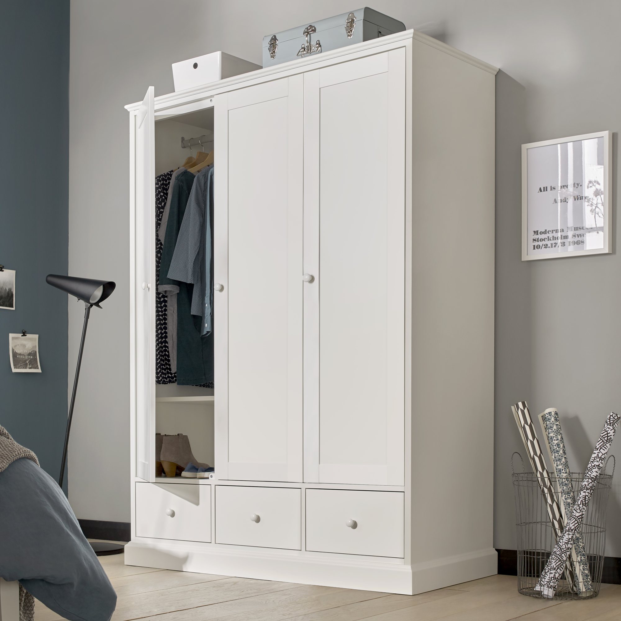 Palmer White Triple Wardrobe