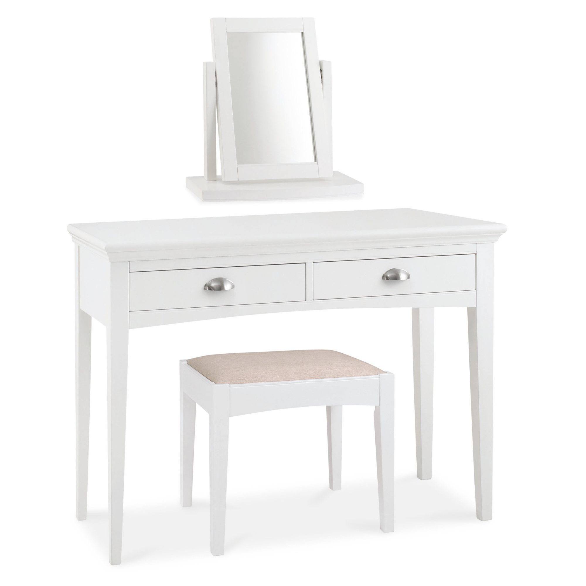 Colman - White Vanity Stool in Linen Fabric