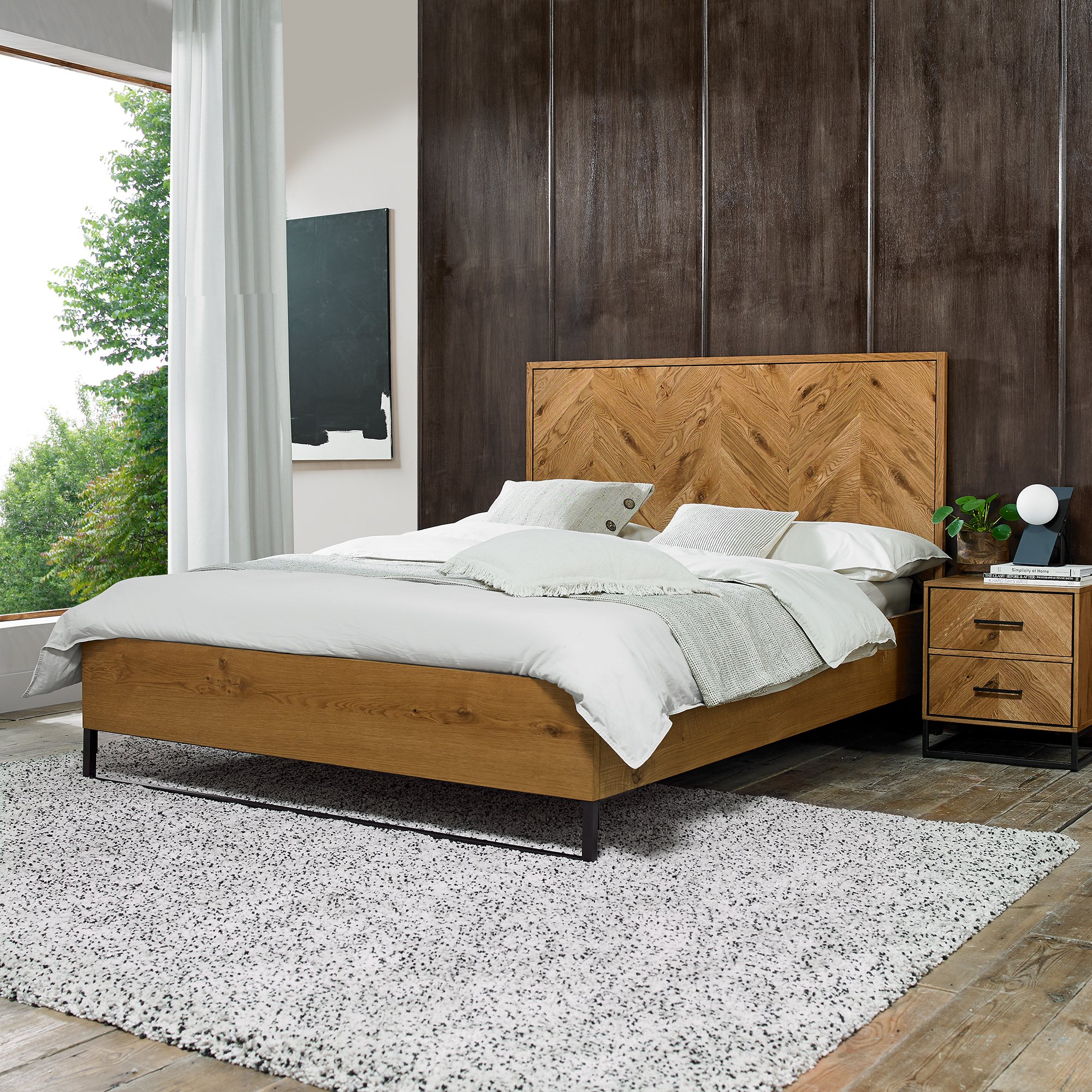 Varo Rustic Oak Panel Bedstead Double 135cm