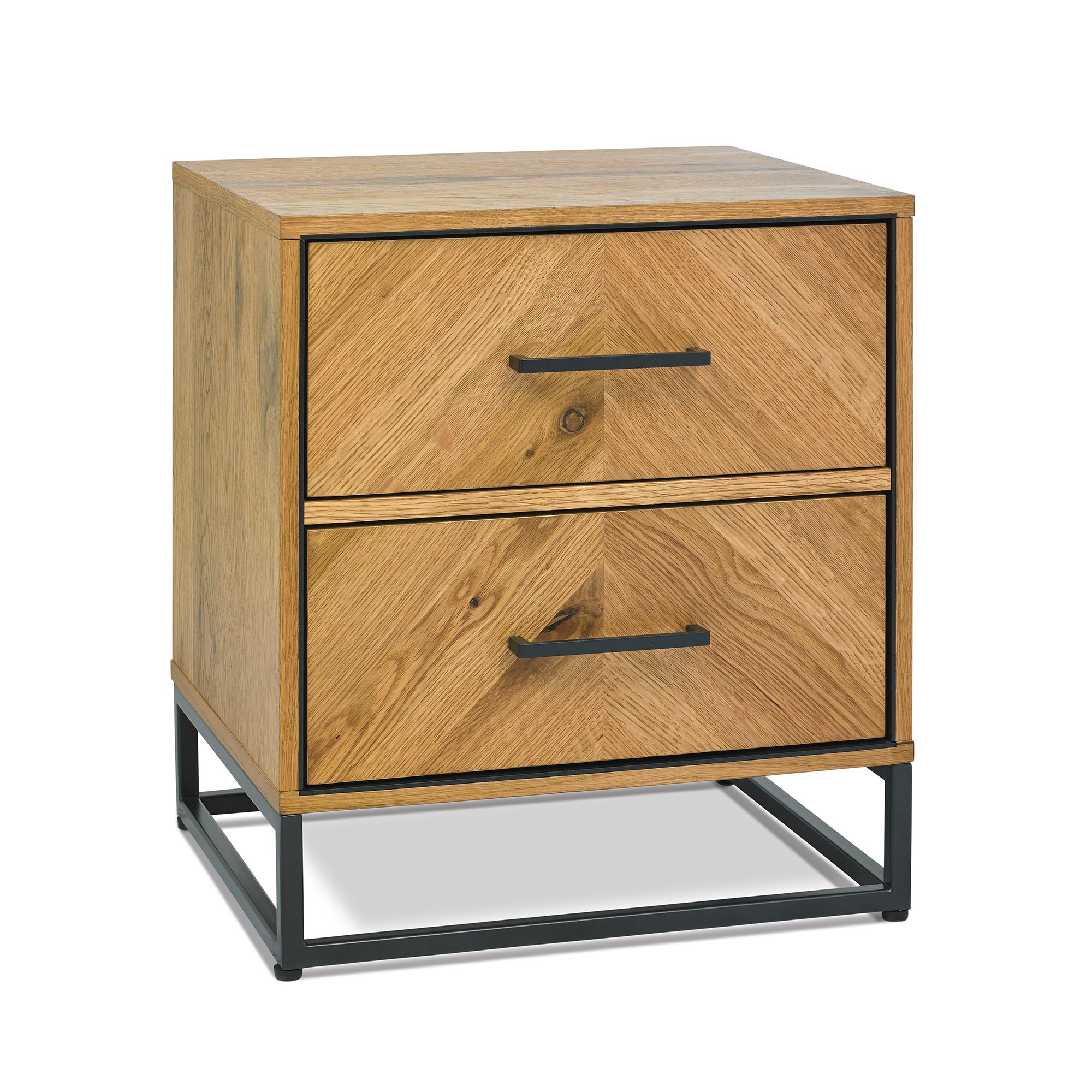 Varo - Rustic Oak 2 Drawer Bedside Table