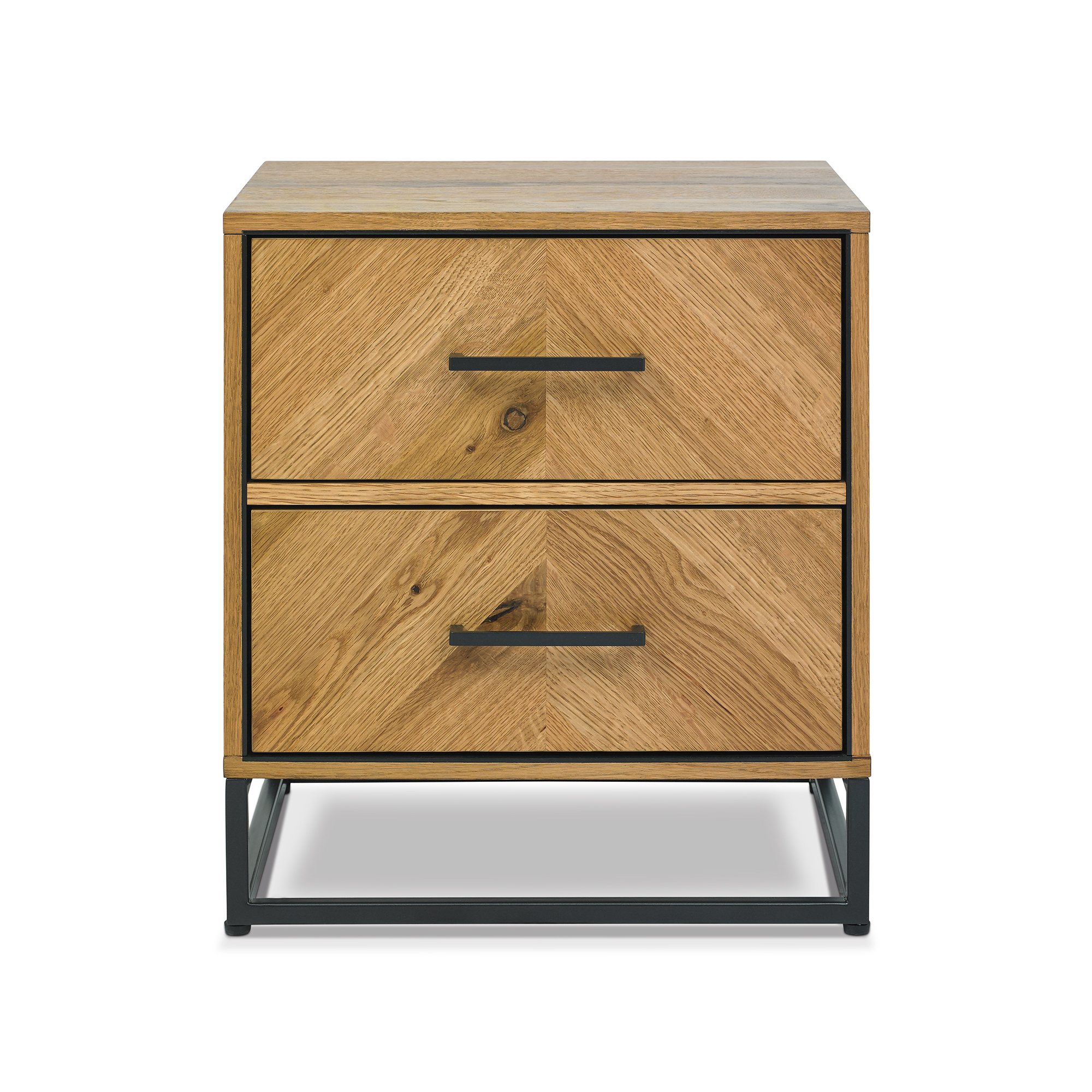 Varo - Rustic Oak 2 Drawer Bedside Table