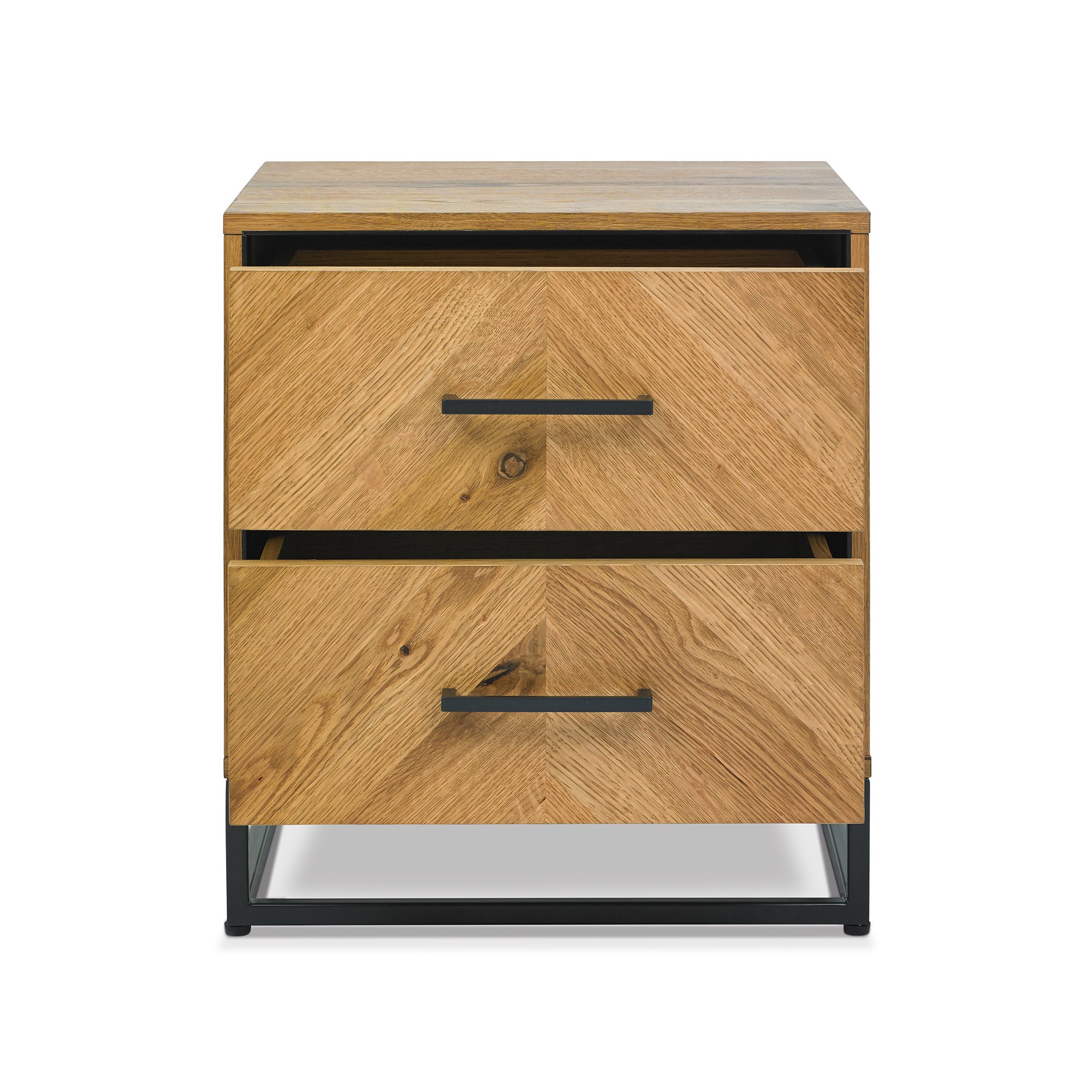 Varo - Rustic Oak 2 Drawer Bedside Table