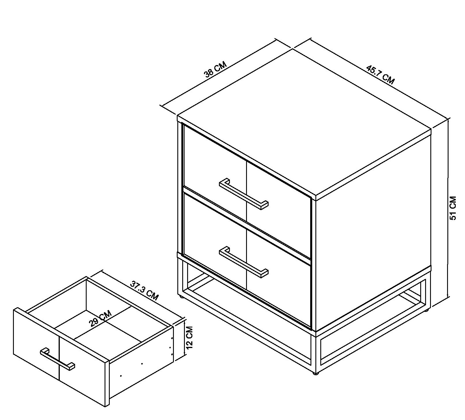 Varo - Rustic Oak 2 Drawer Bedside Table