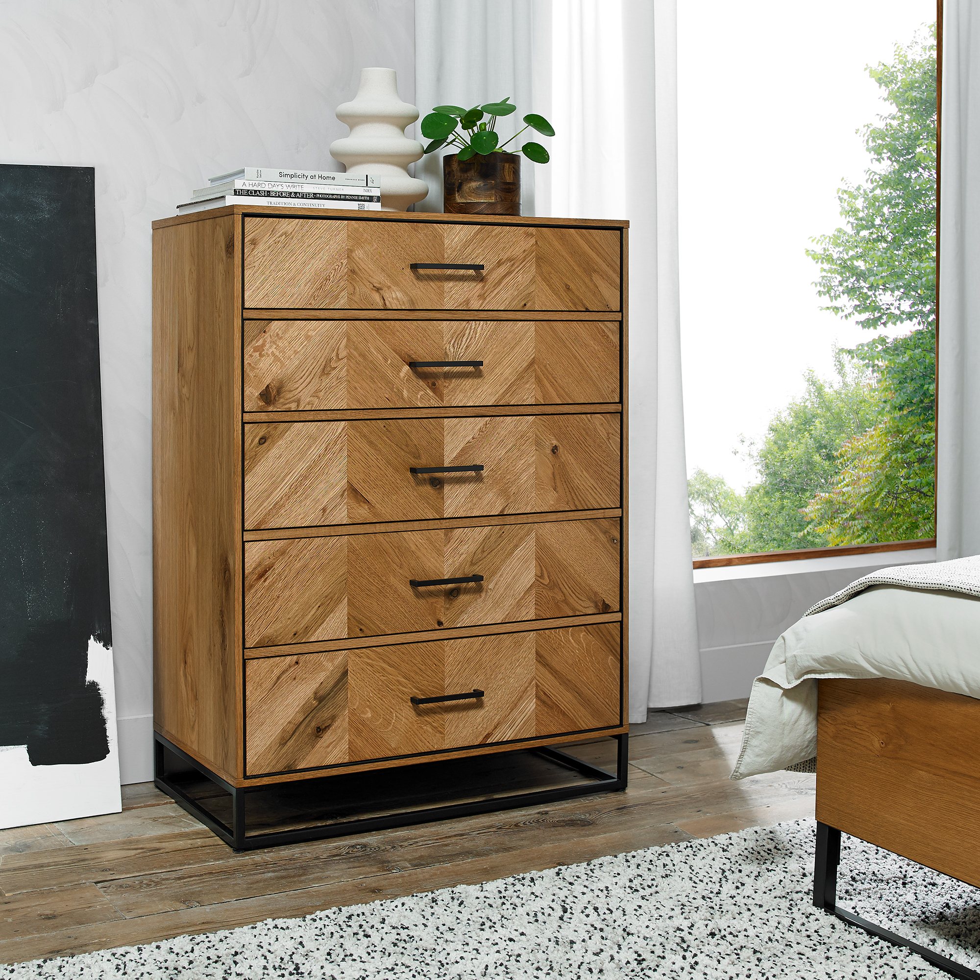 Varo Rustic Oak 5 Drawer Tall Chest