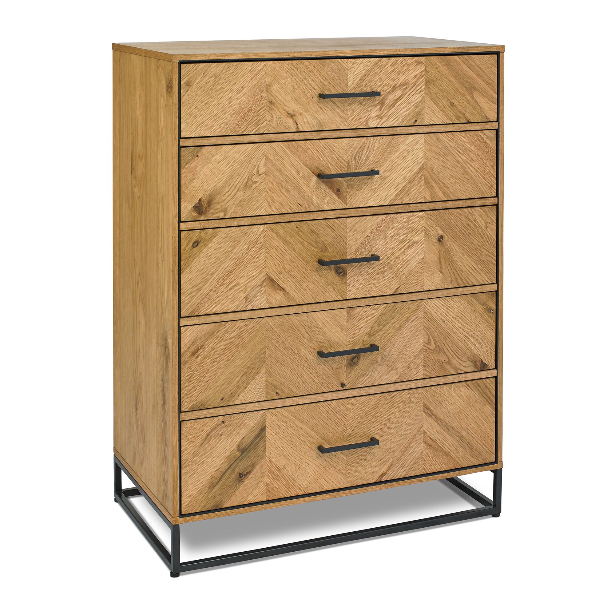 Varo - Rustic Oak 5 Drawer Tall Chest