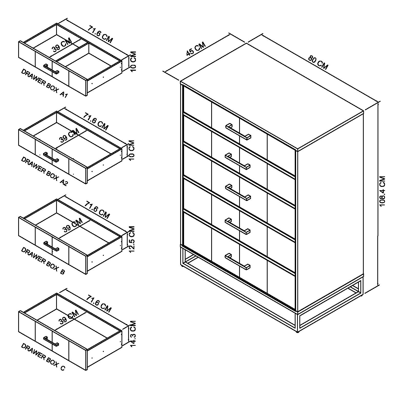 Varo - Rustic Oak 5 Drawer Tall Chest