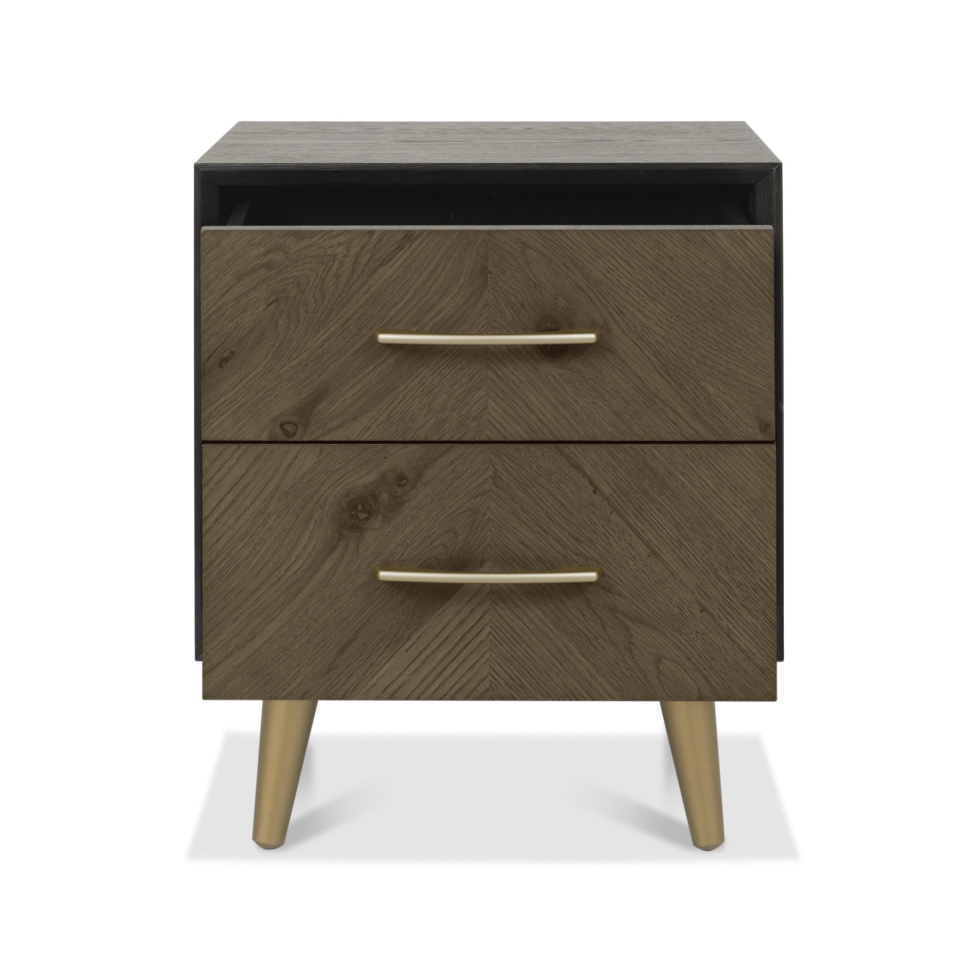 Morreto - Fumed Oak 2 Drawer Bedside Table