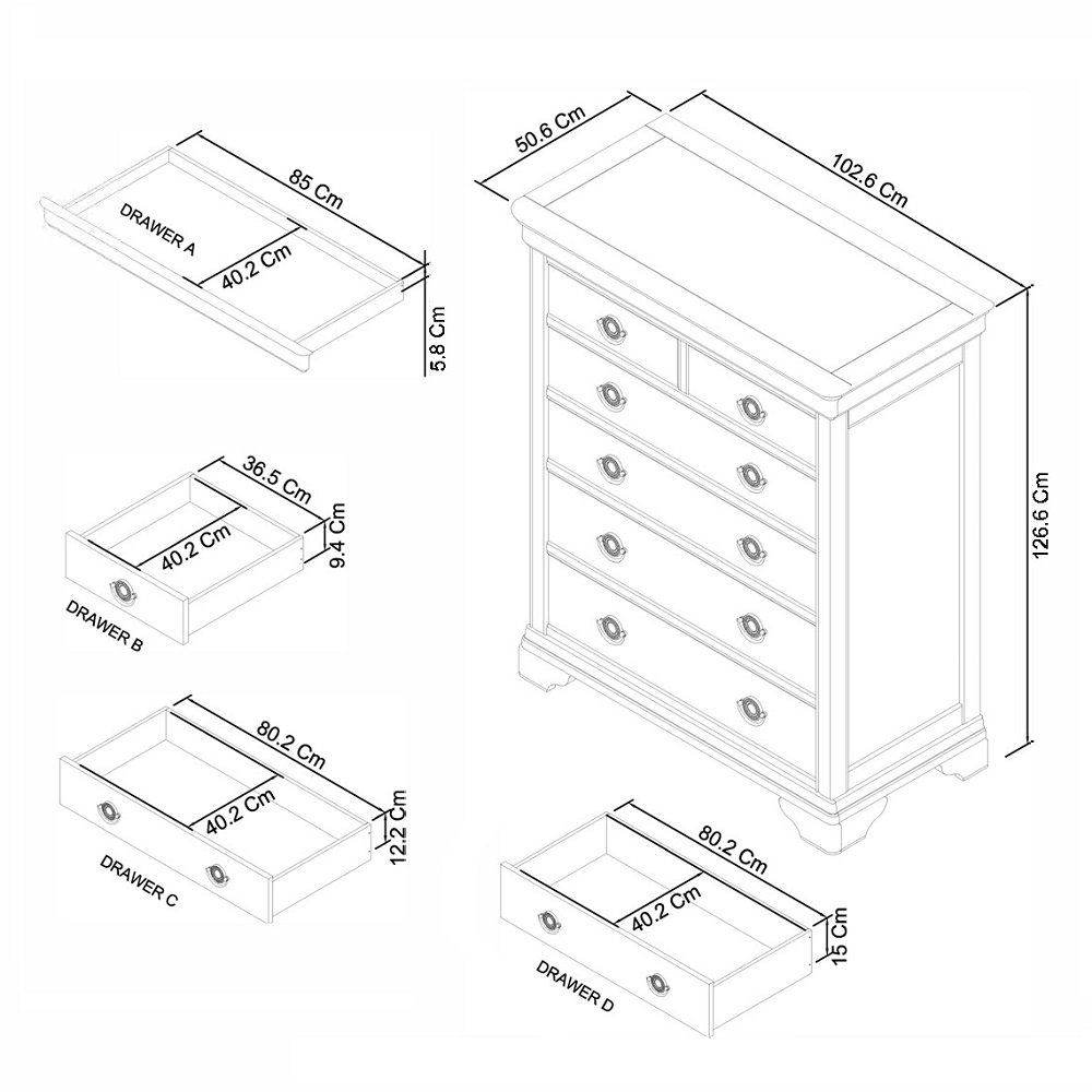 Venet - White 6 Drawer Chest