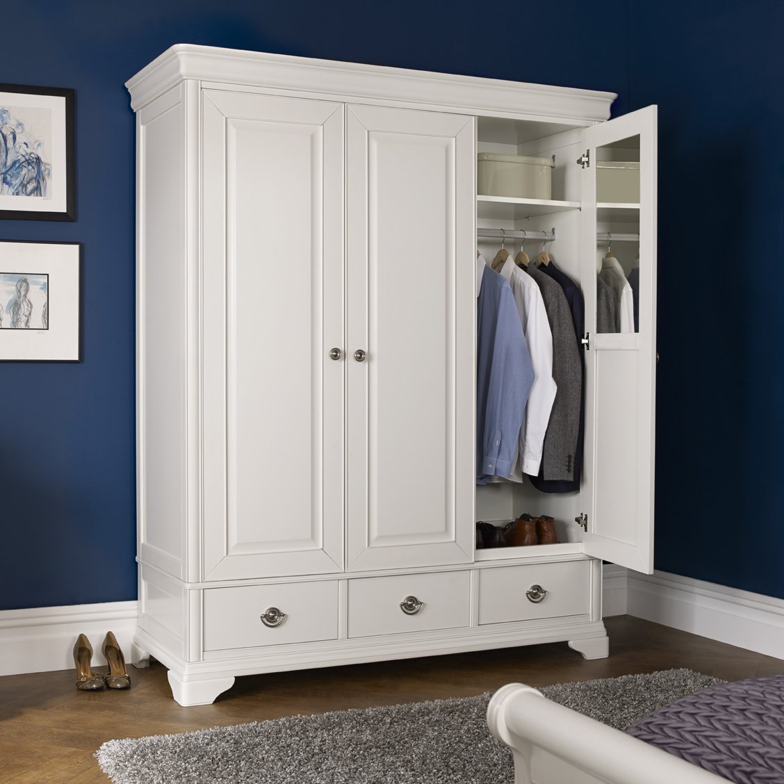 Venet White Triple Wardrobe