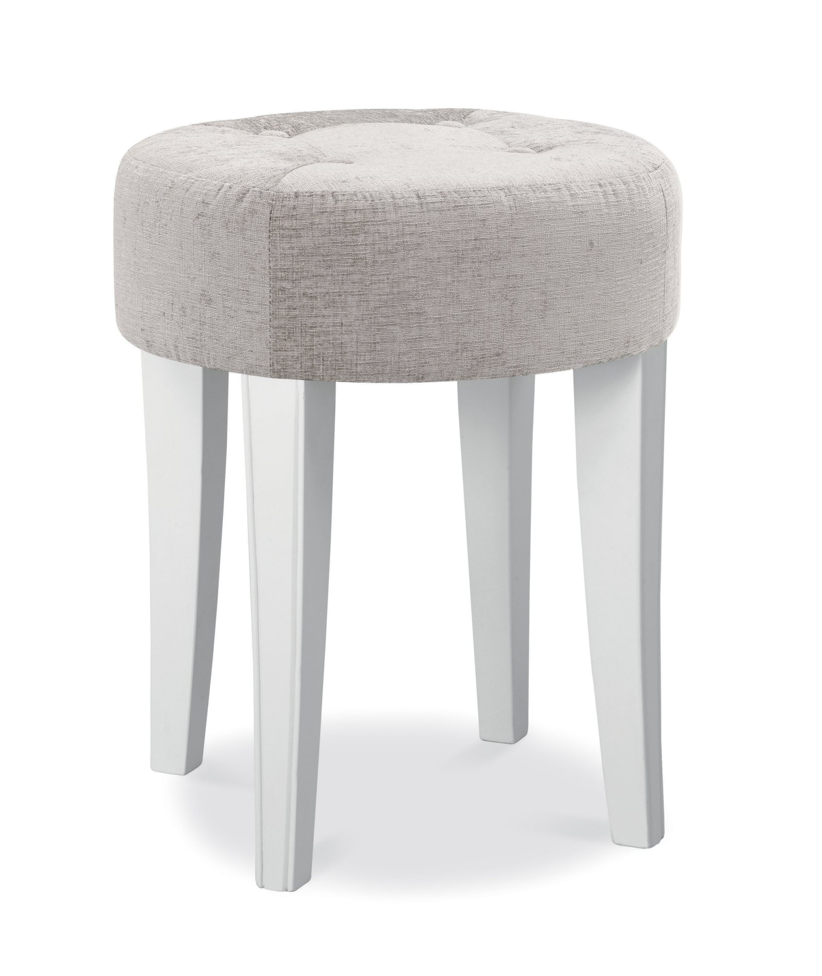 Venet - White Vanity Stool in Grey Fabric