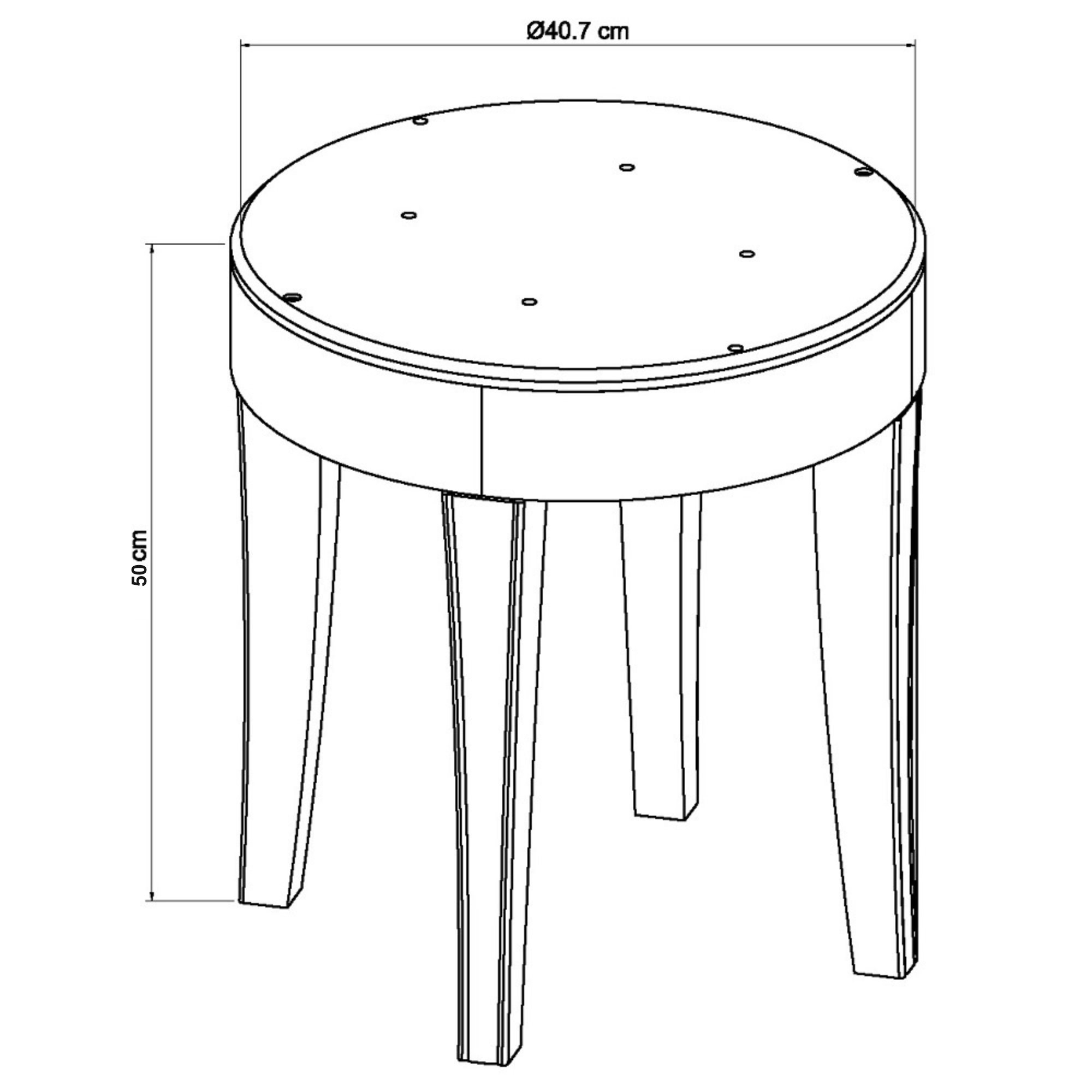Venet - White Vanity Stool in Grey Fabric