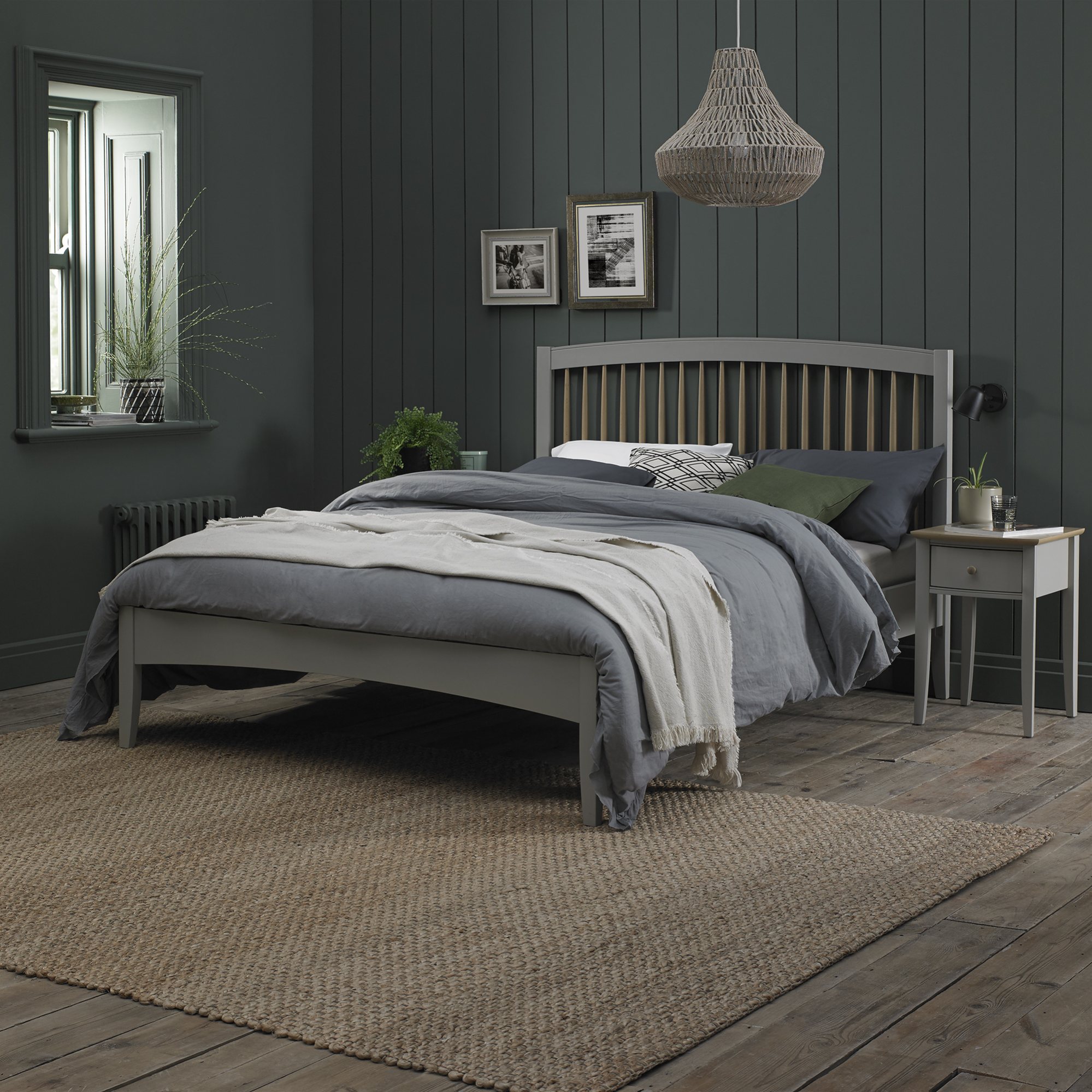 Larsen Scandi Oak & Warm Grey Low Footend Bedstead King Size 150cm