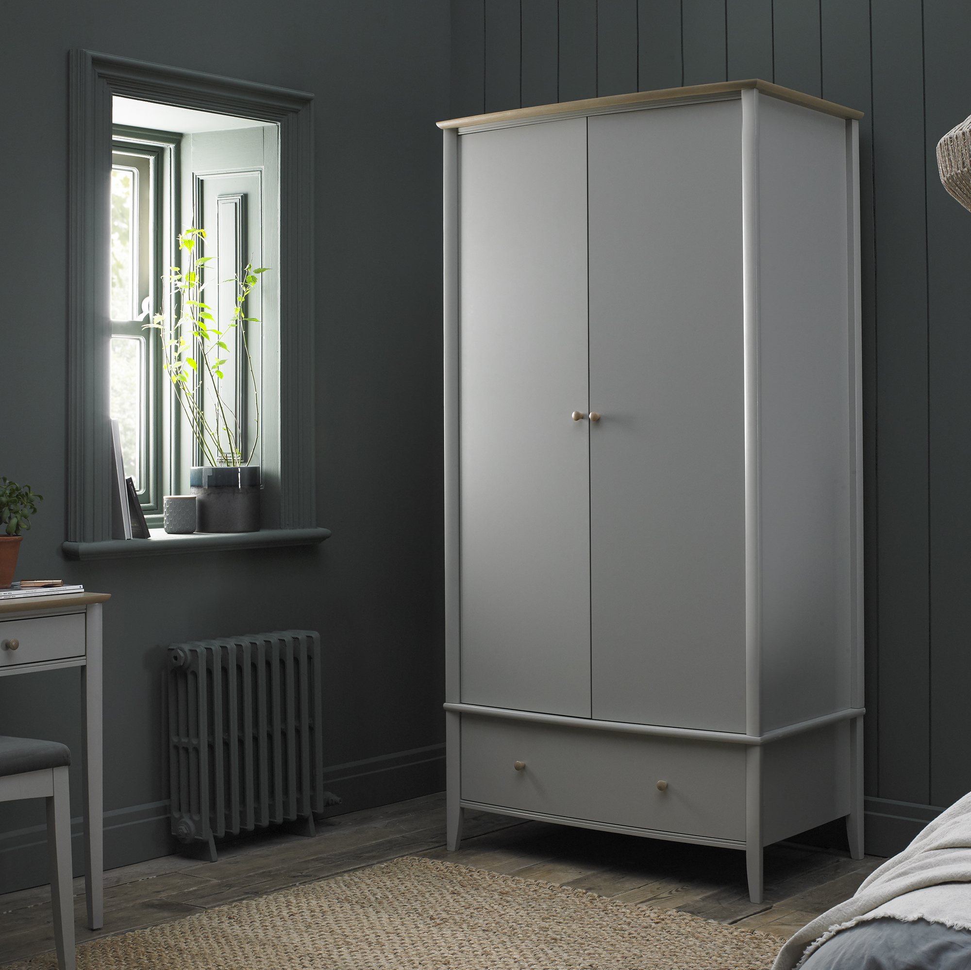 Larsen Scandi Oak & Warm Grey Double Wardrobe