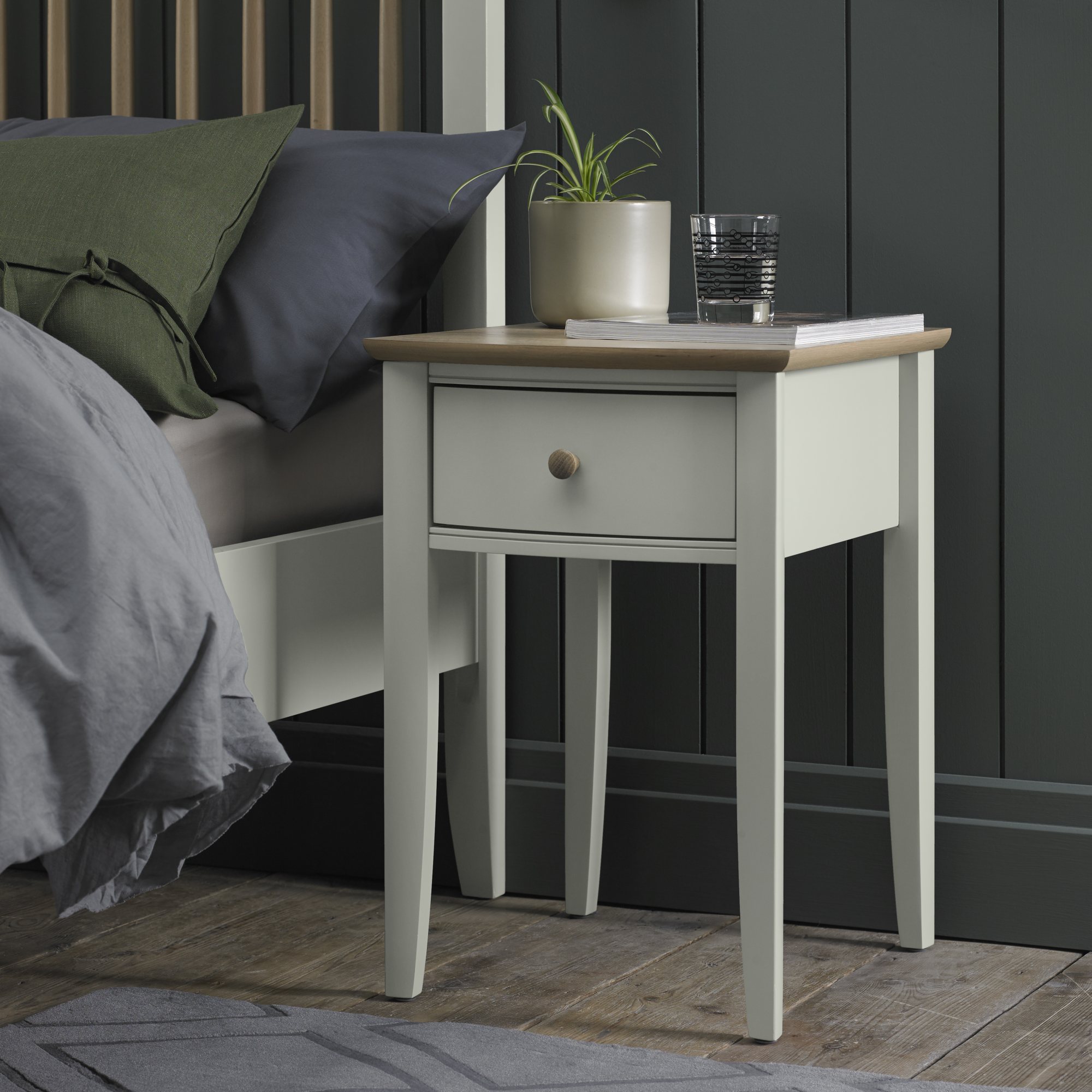 Larsen Scandi Oak & Soft Grey 1 Drawer Nightstand