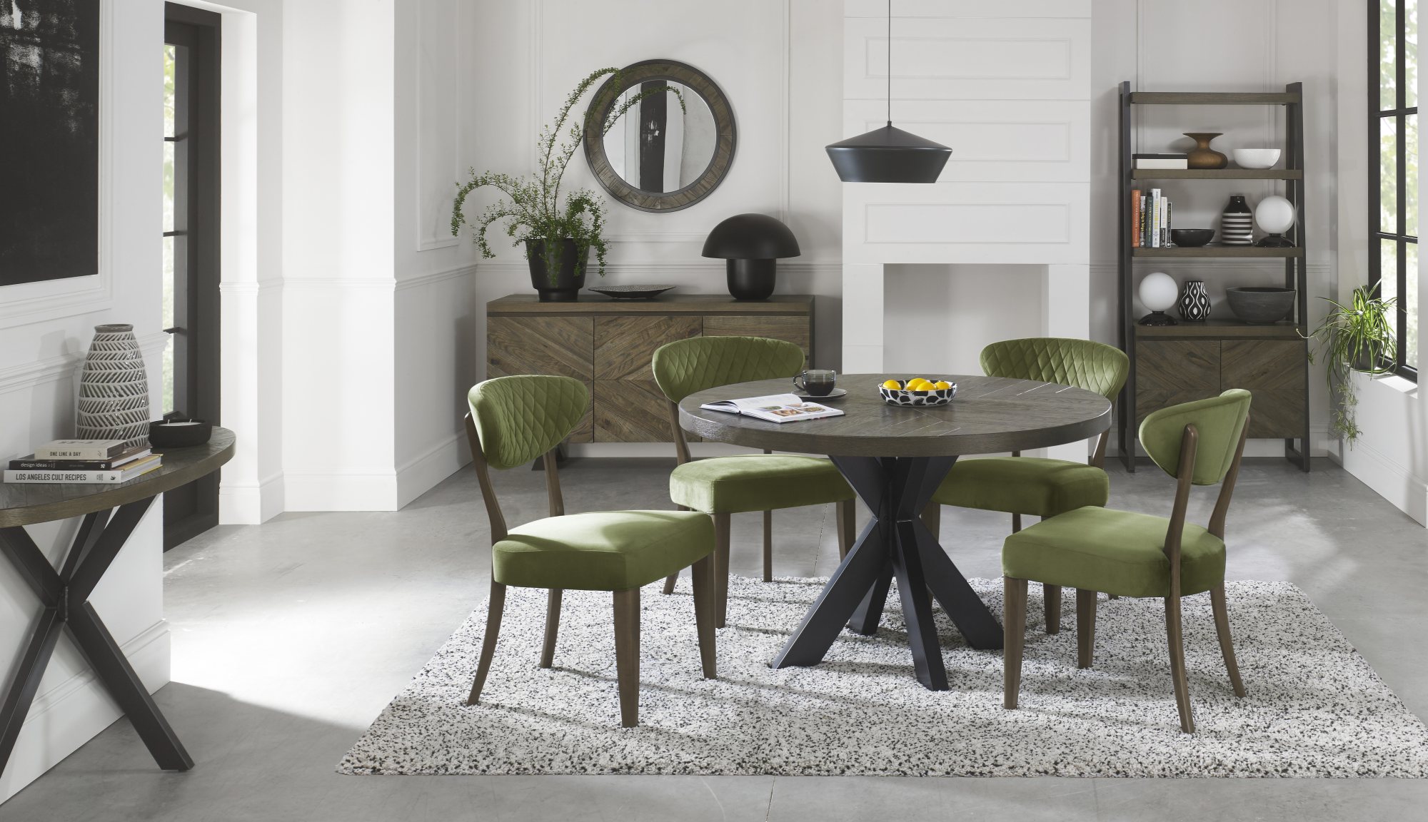 Bosco - Fumed Oak Dining Chair in Cedar Velvet (Pair)