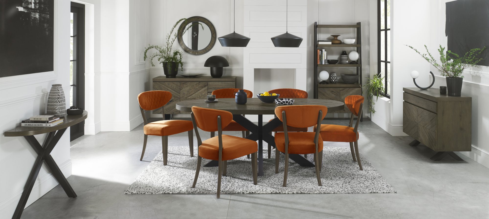 Bosco - Fumed Oak Dining Chair in Rust Velvet (Pair)