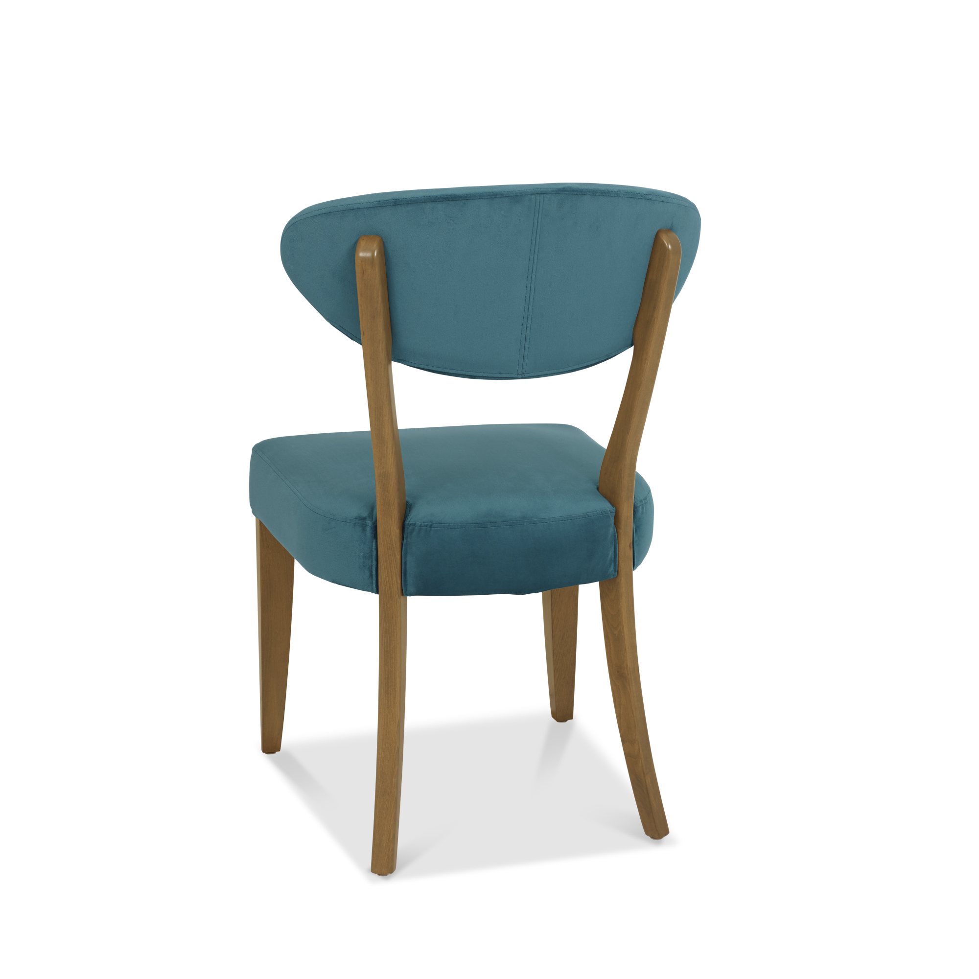 Bosco - Rustic Oak Dining Chair in Azure Velvet (Pair)