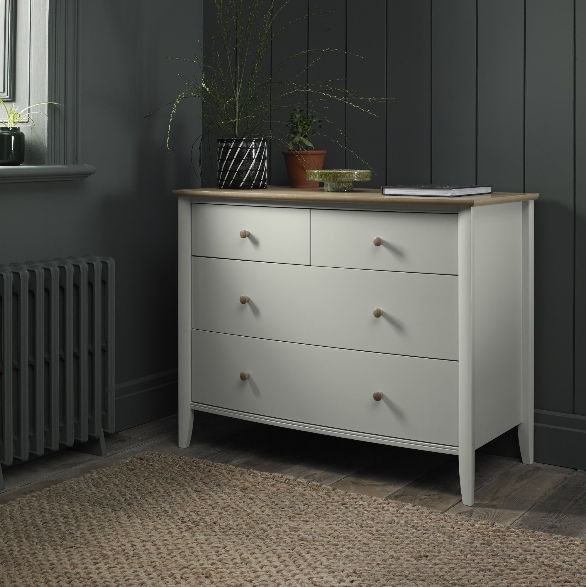 Larsen Scandi Oak & Soft Grey 2+2 Drawer Chest