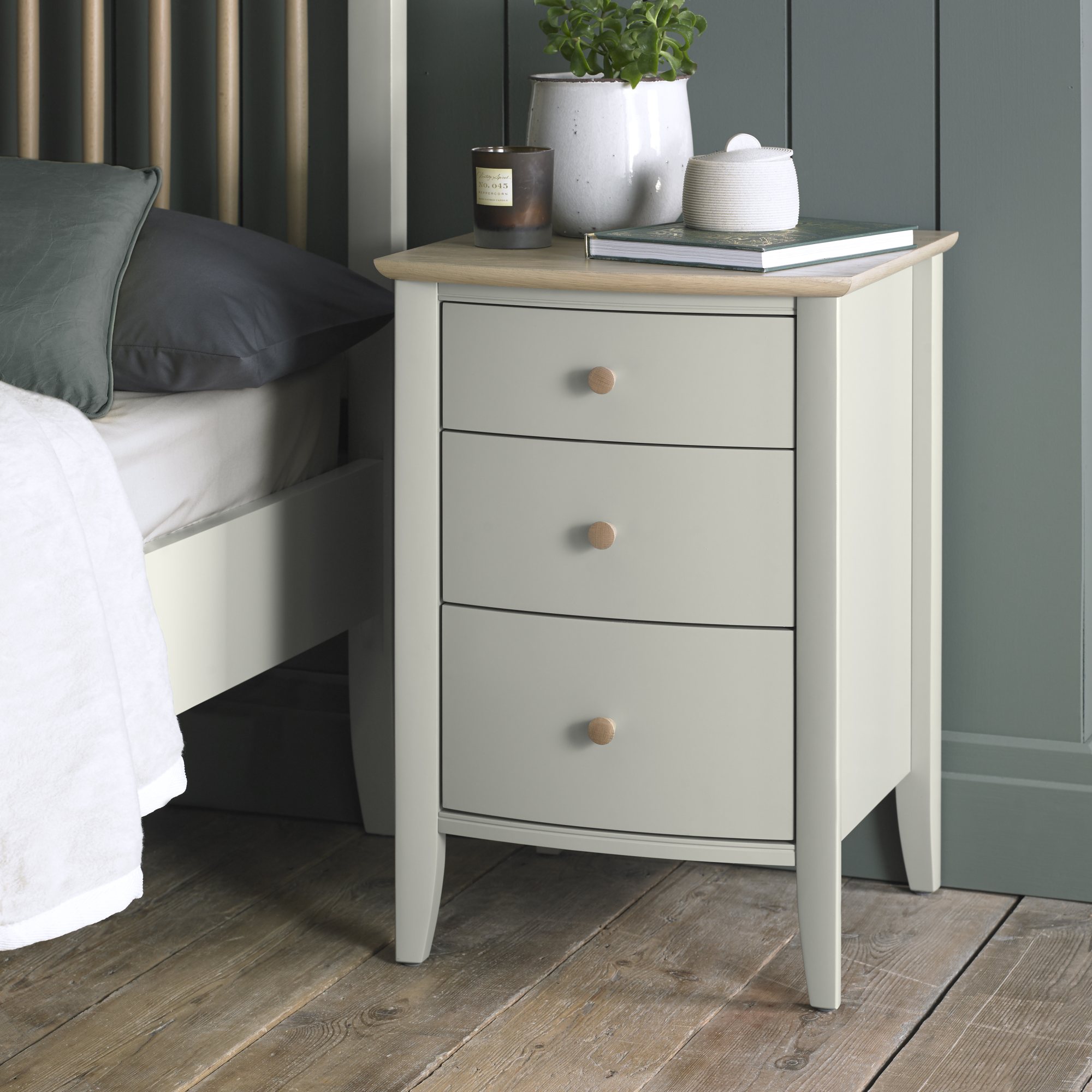 Larsen Scandi Oak & Soft Grey 3 Drawer Nightstand