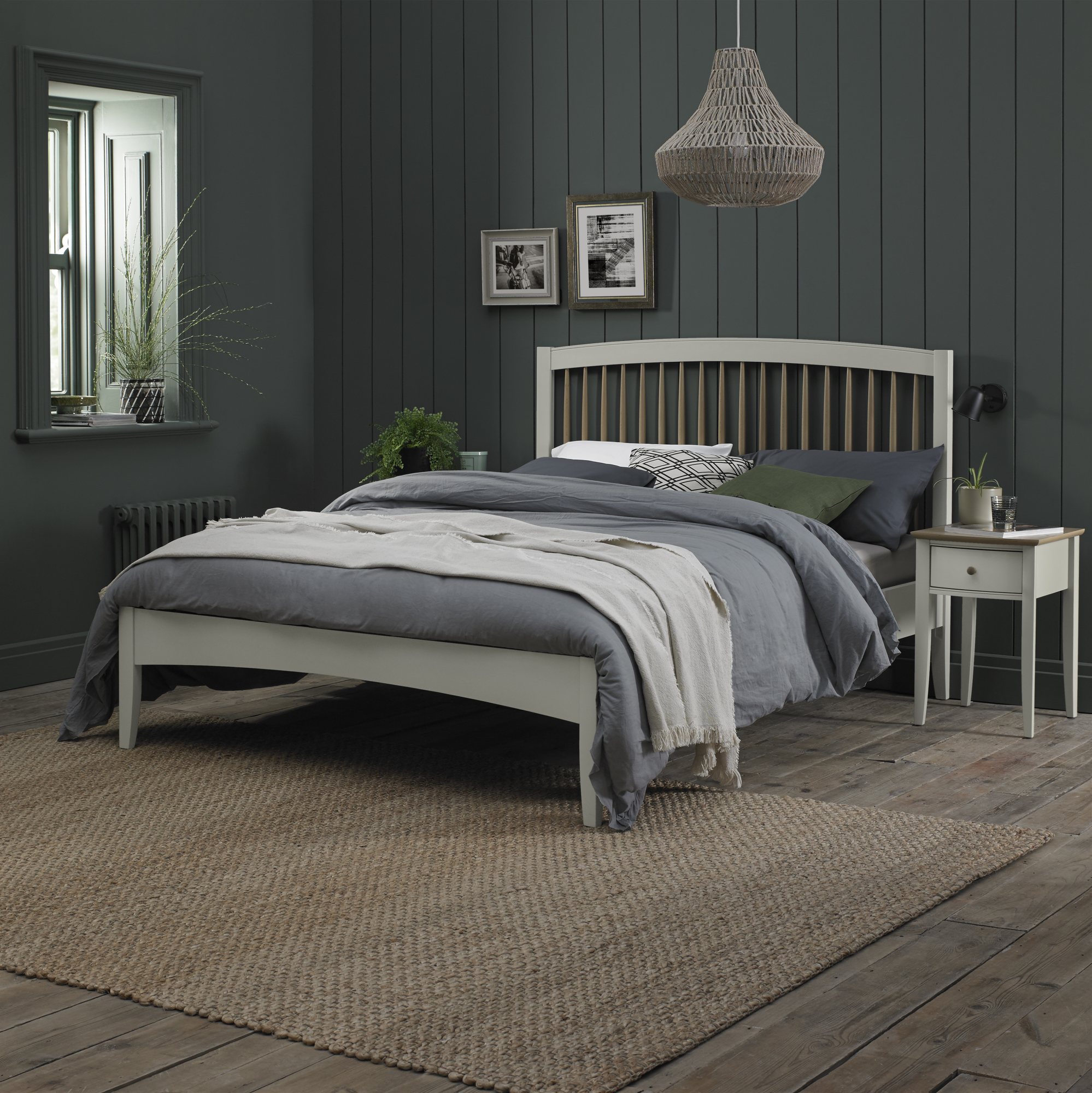 Larsen Scandi Oak & Soft Grey Low Footend Bedstead King Size 150cm