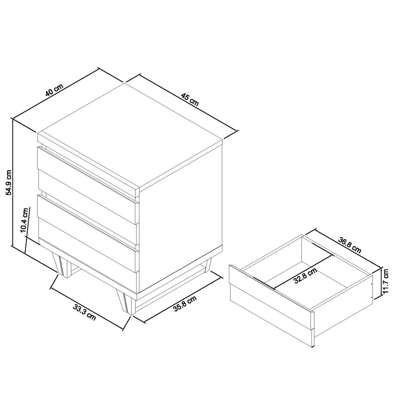 Turner - Weathered Oak 2 Drawer Bedside Table